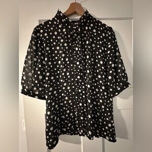 Tulle Black and White Polka Dot Blouse